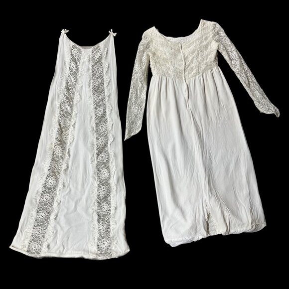 Vintage Wedding Dress Short 1960s Aldens Union Made White Lace Detachable Train - Picture 13 of 13